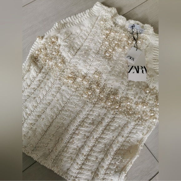 ZARA knitwear top with faux pearls - Picture 6 of 6